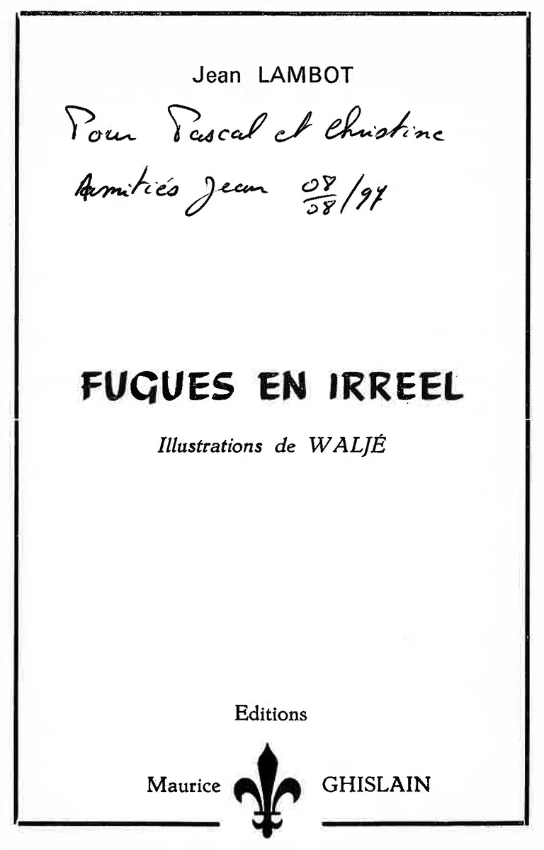 Fugues en irreel page dedicacee