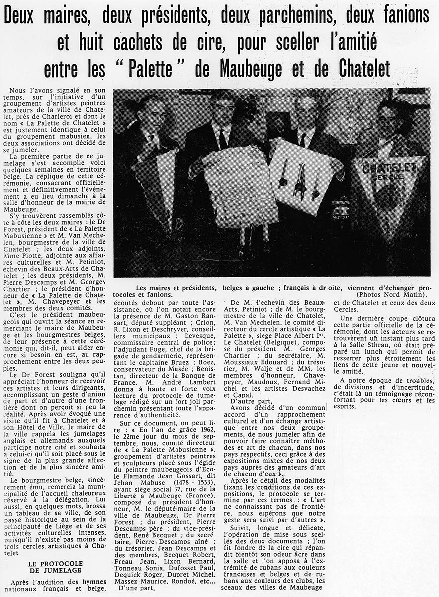 Châtelet - Jumelage avec Maubeuge - 1962 - Article 3