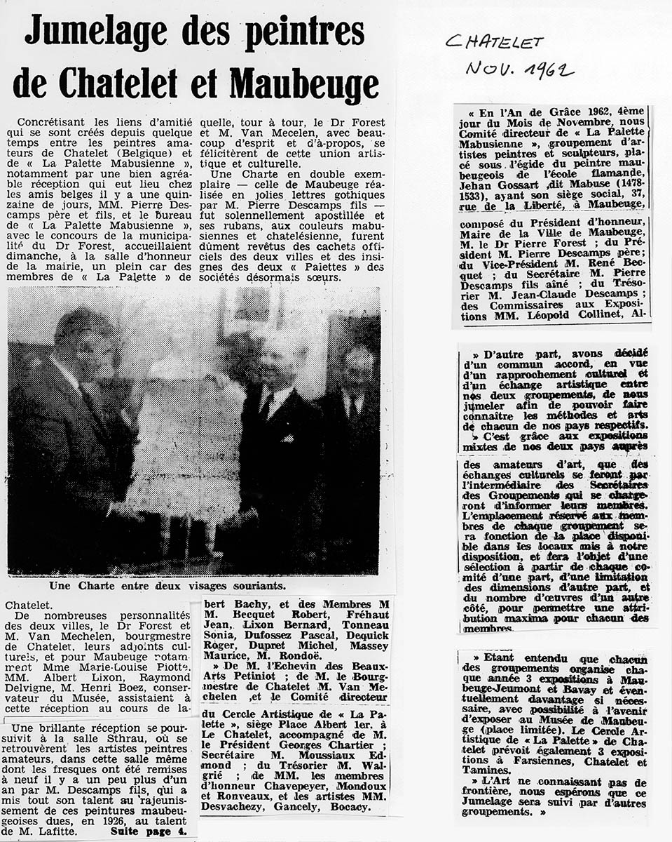 Châtelet - Jumelage avec Maubeuge - 1962 - Article 8