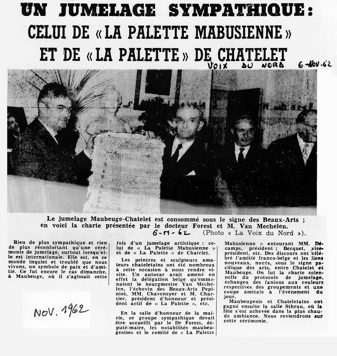 Châtelet - Jumelage avec Maubeuge - 1962 - Article 10