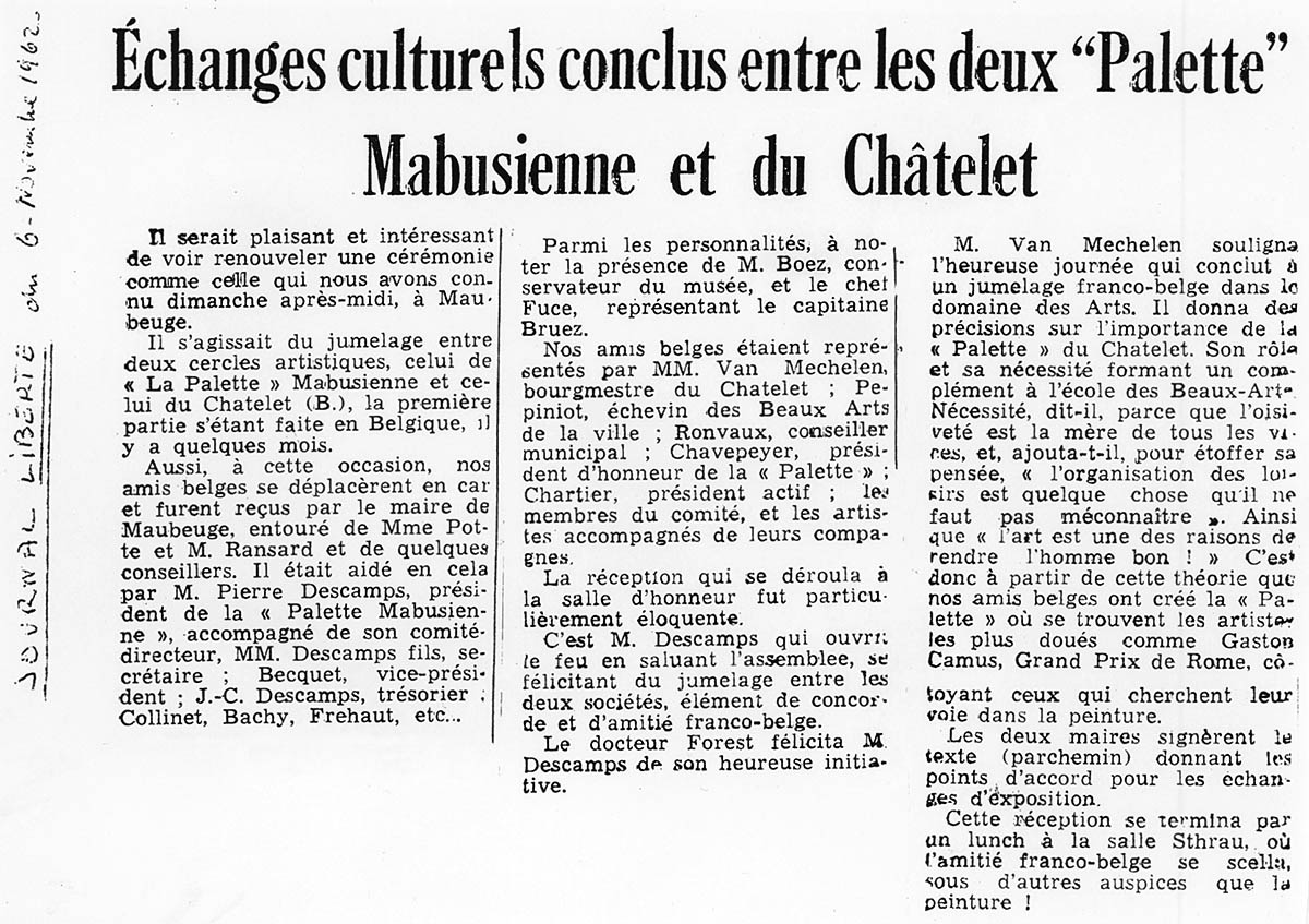 Châtelet - Jumelage avec Maubeuge - 1962 - Article 11