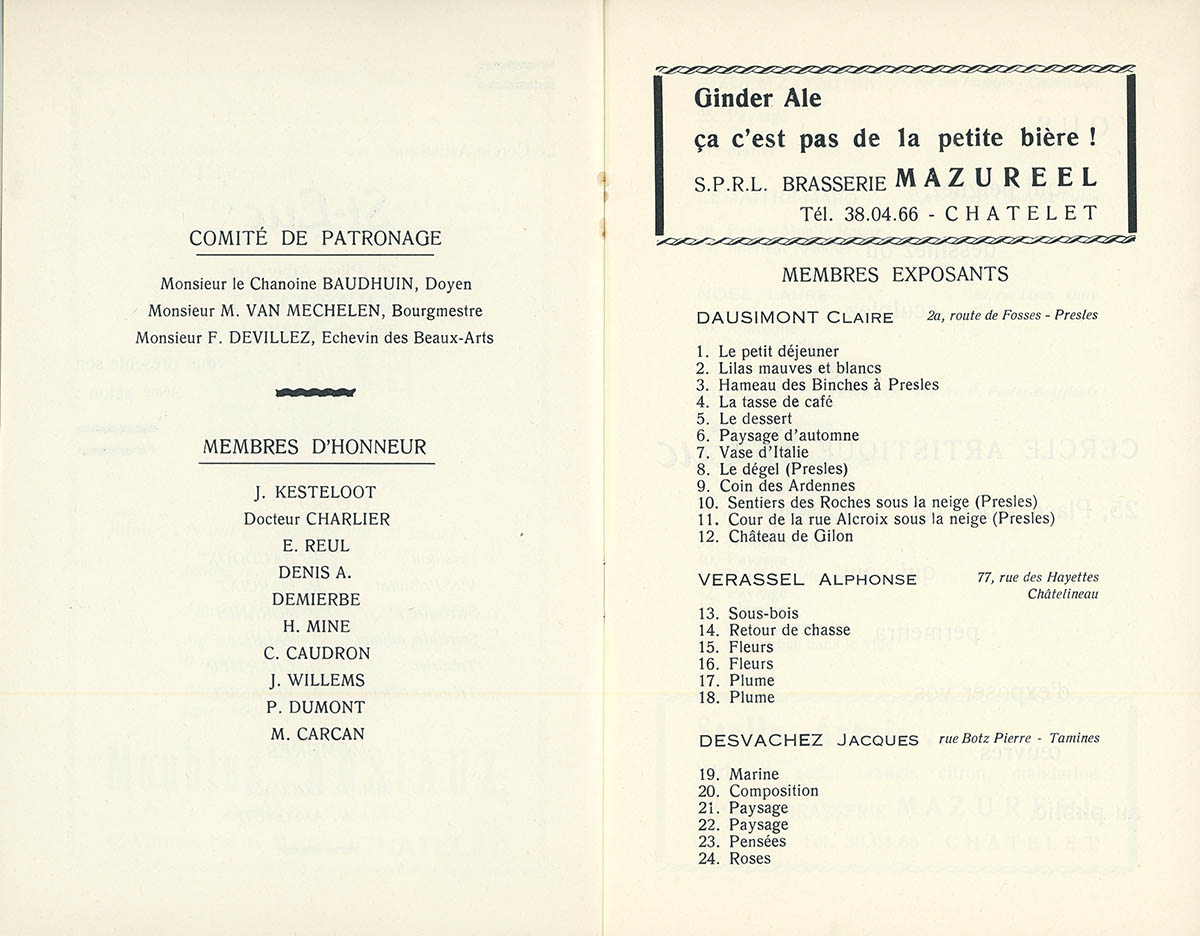 Châtelet - Expo collective 2 - Cercle St Luc - 1959 - Catalogue 03