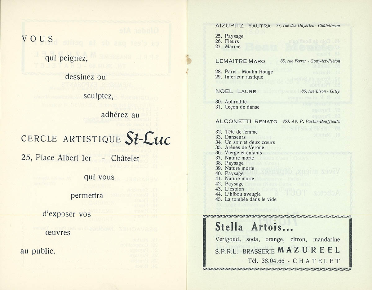 Châtelet - Expo collective 2 - Cercle St Luc - 1959 - Catalogue 04