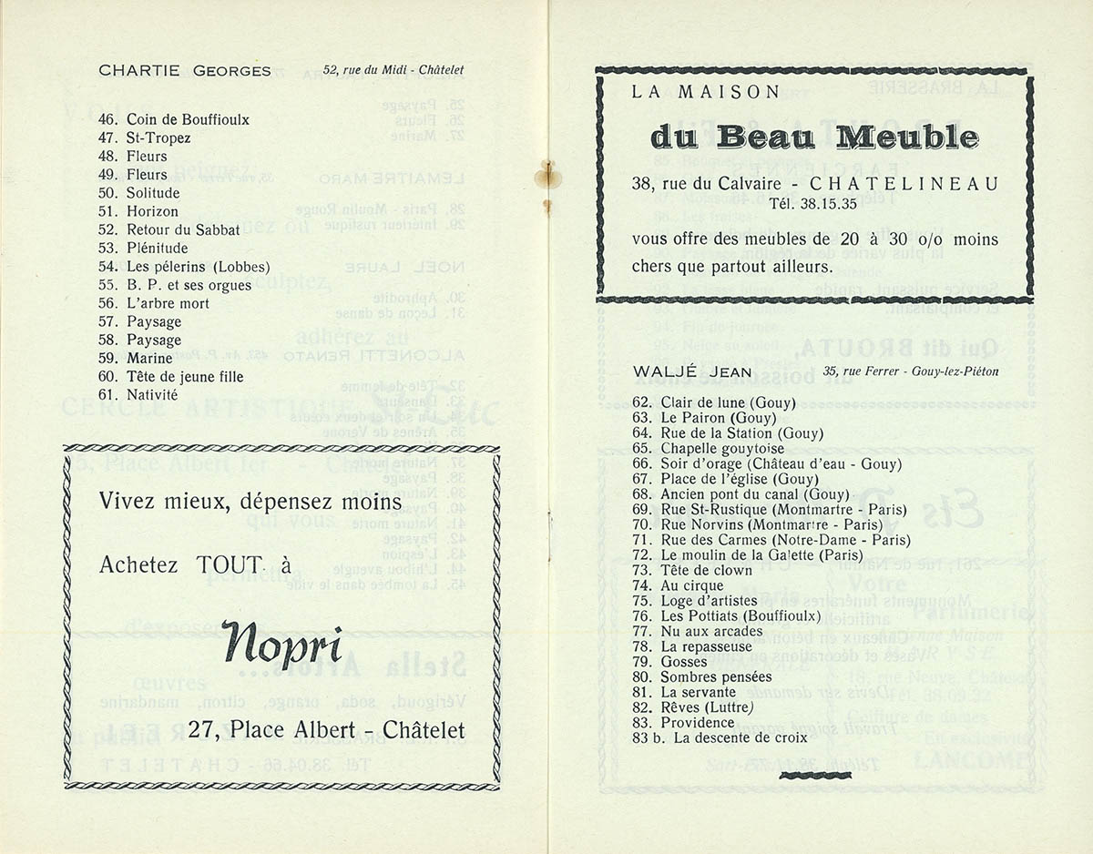 Châtelet - Expo collective 2 - Cercle St Luc - 1959 - Catalogue 05