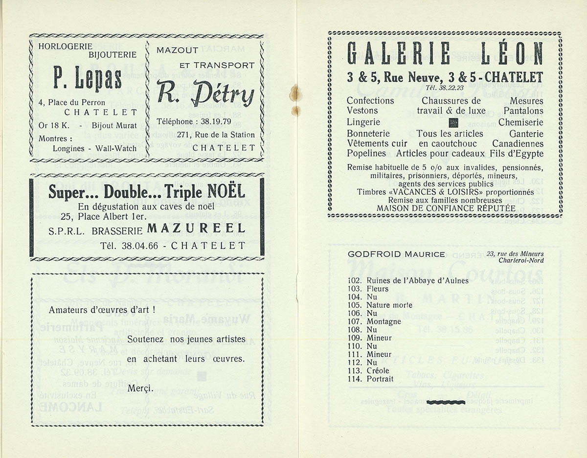 Châtelet - Expo collective 2 - Cercle St Luc - 1959 - Catalogue 07