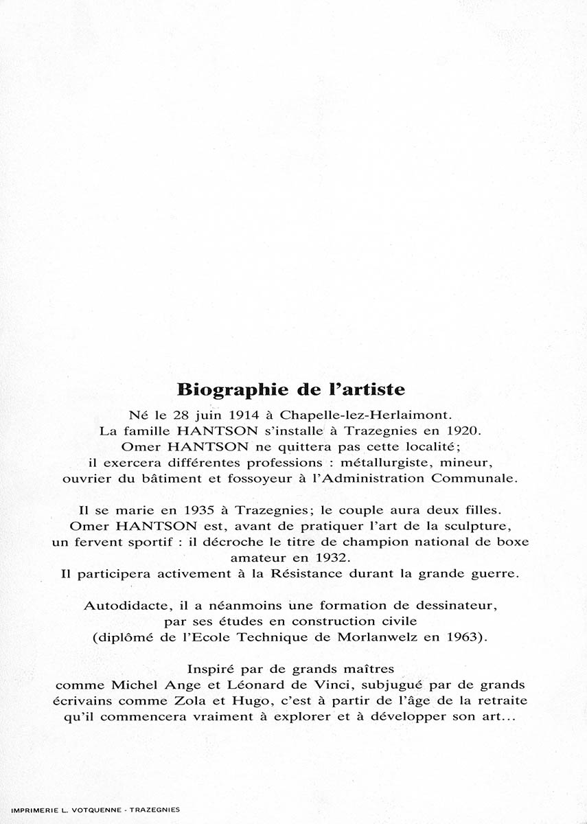 Courcelles - Expo collective 31 - Hommage à Omer HANTSON - 1982 - Catalogue 4