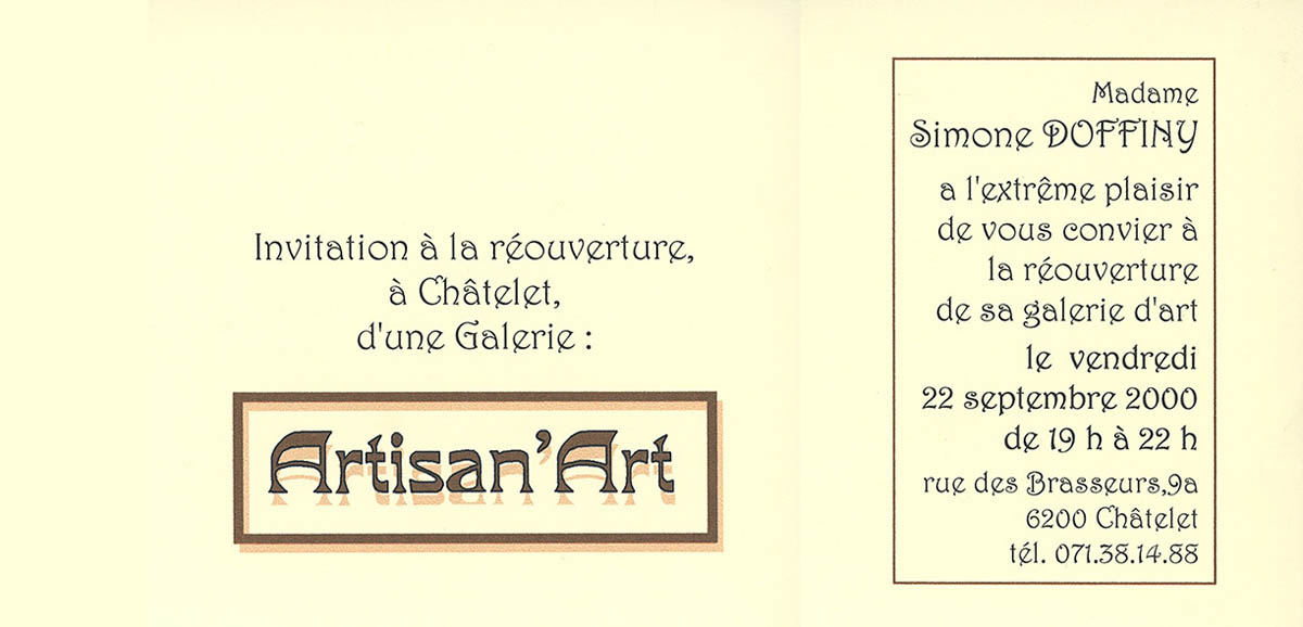 Châtelet - Expo collective 81 - Galerie "Artisan 'Art" - 2000 - Invitation recto