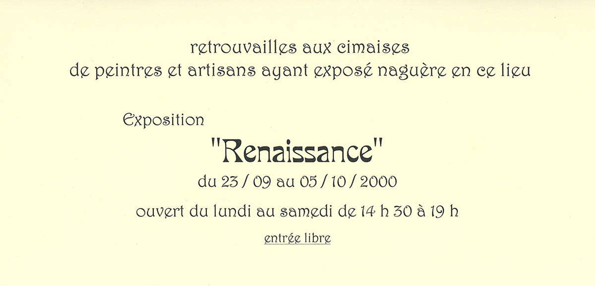 Châtelet - Expo collective 81 - Galerie "Artisan 'Art" - 2000 - Invitation verso