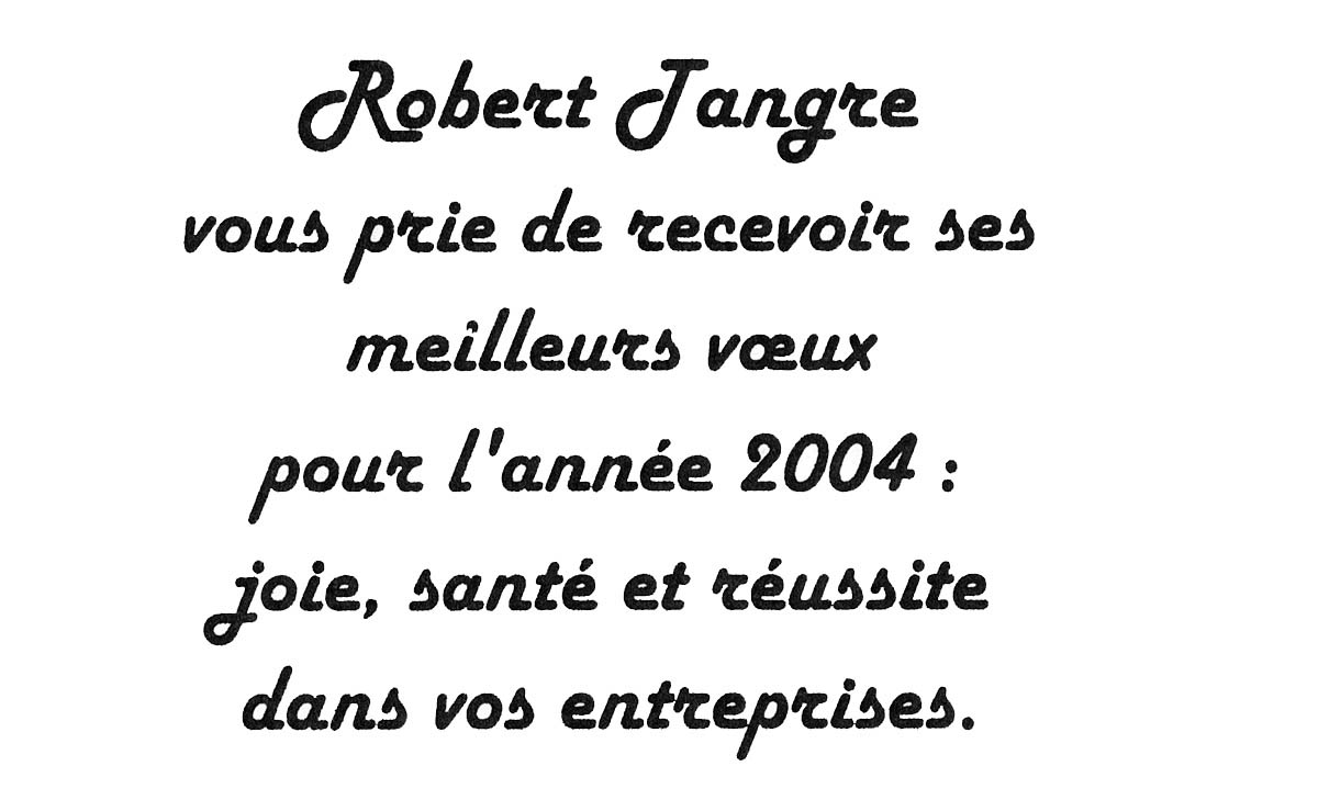 Paris - Expo collective 92 - Fêtes de l'humanité - 2003 - Carte de voeux de R. Tangre verso